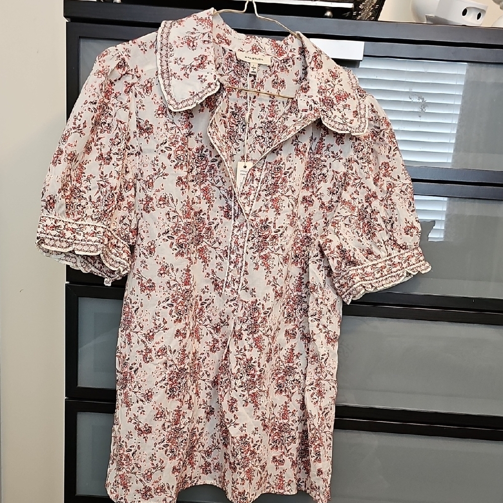 Max Studio Black and Red Floral Top